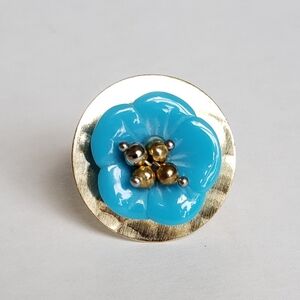 Gold and Blue Floral Ring
